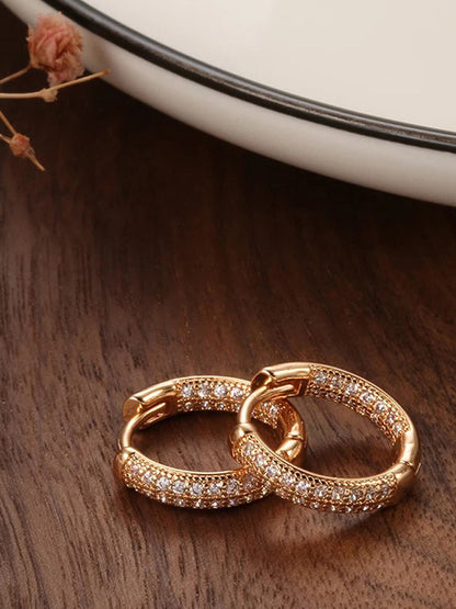 Shining Diva Rose Gold Contemporary Hoop Earrings