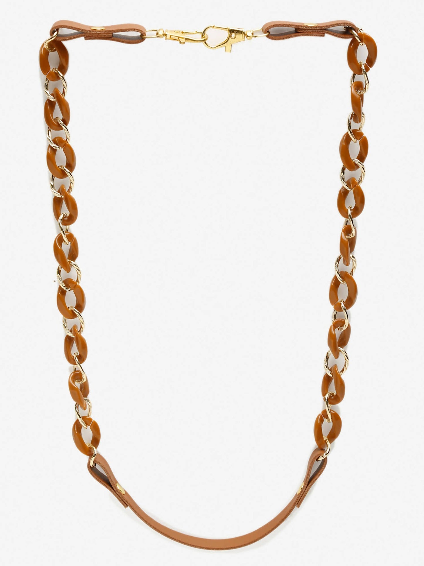 Women's Pack Of 2 Brown Gold Toned Beaded Mask Chains - Ruby Raang