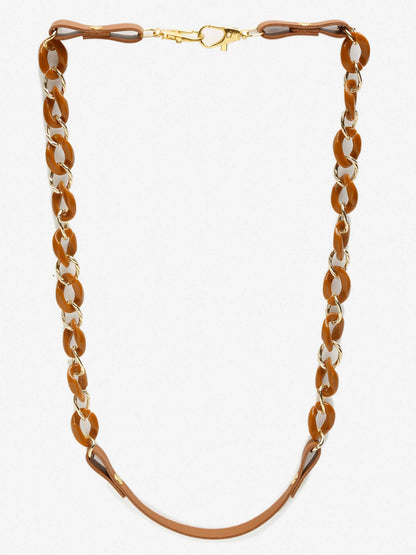 Women's Pack Of 2 Brown Gold Toned Beaded Mask Chains - Ruby Raang
