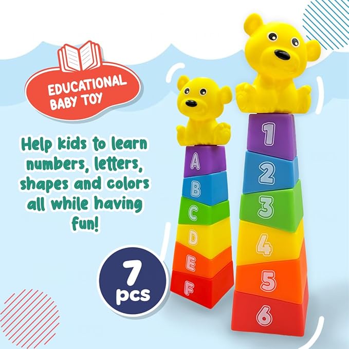 Wembley Stacking Toys for Kids Baby Soft Colorful Activity 6 Blocks Multicolor