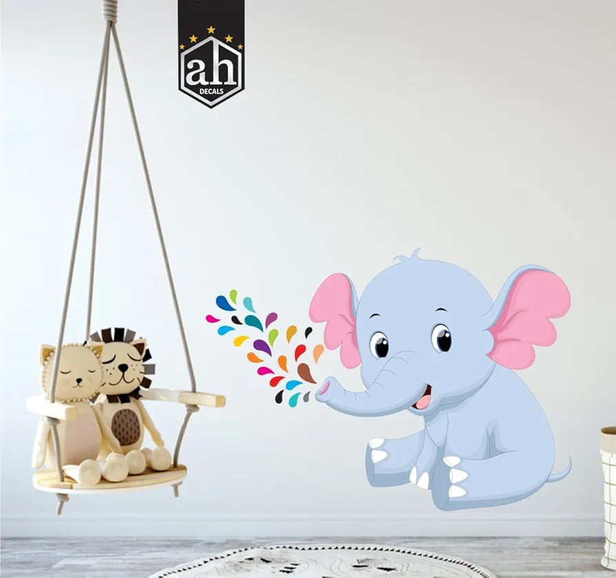AH Decals Amazing Vinyl Wall Stickers for Home Living Bed Kids Room Multi-Colors Elephant_01
