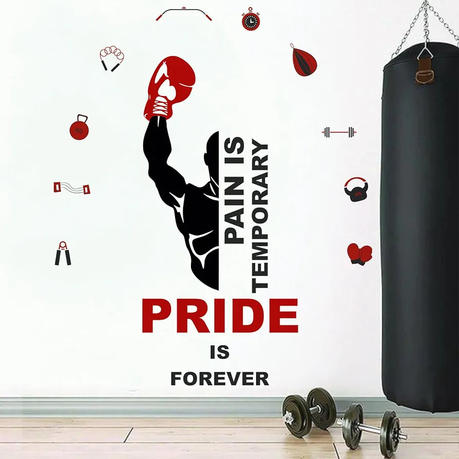StickMe Gym Fitness Bodybuilding Office Sports Workout Boxing Inspiration Quotes Wall Sticker Decal Large - 160 x 140 cm