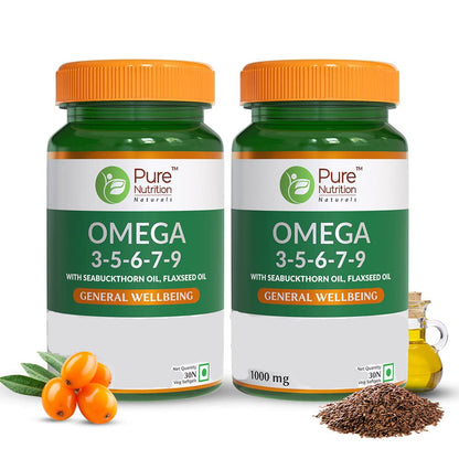Pure Nutrition Naturals Omega 3-5-6-7-9 with Seabuckthorn Oil & Flaxseed Oil - 30 tabs