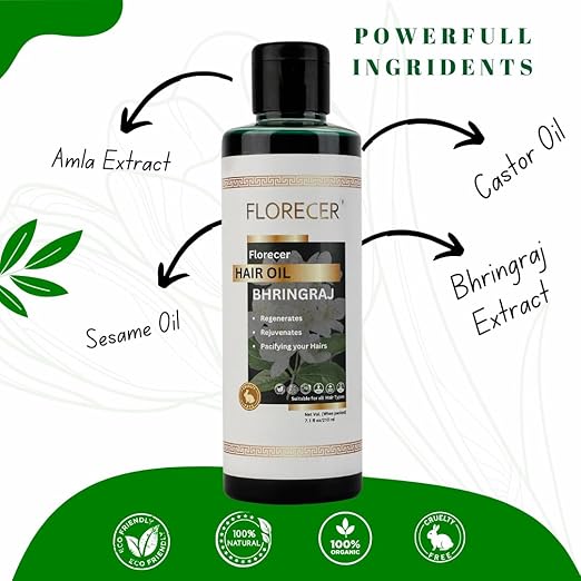 Florecer Bhringraj Hair Oil For Controlling Hair Fall - 210 ml
