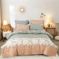 The Home Style 400 TC Cotton Elastic Fitted All Around Printed King Size Double Bed Bedsheet wih 2 Pillow Cover Peach Puff