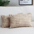 Homadorn Luxury Plush Fur Reversible Cushion Cover Ultra Soft & Cozy Beige