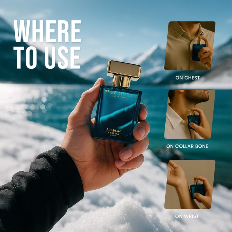 Arabian Aroma Blue Ocean Eau de Parfum â€“ Long Lasting Perfume for Man â€“ Mens Perfumes Long Lasting â€“ 50ml