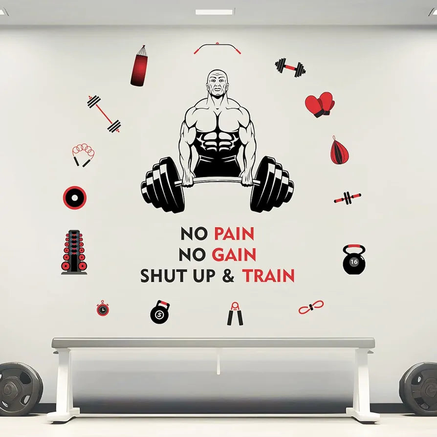 StickMe Gym Fitness Bodybuilding Sports Workout Boxing Inspirational Motivational Quotes Wall Sticker Extra Large - 200 x 180 cm