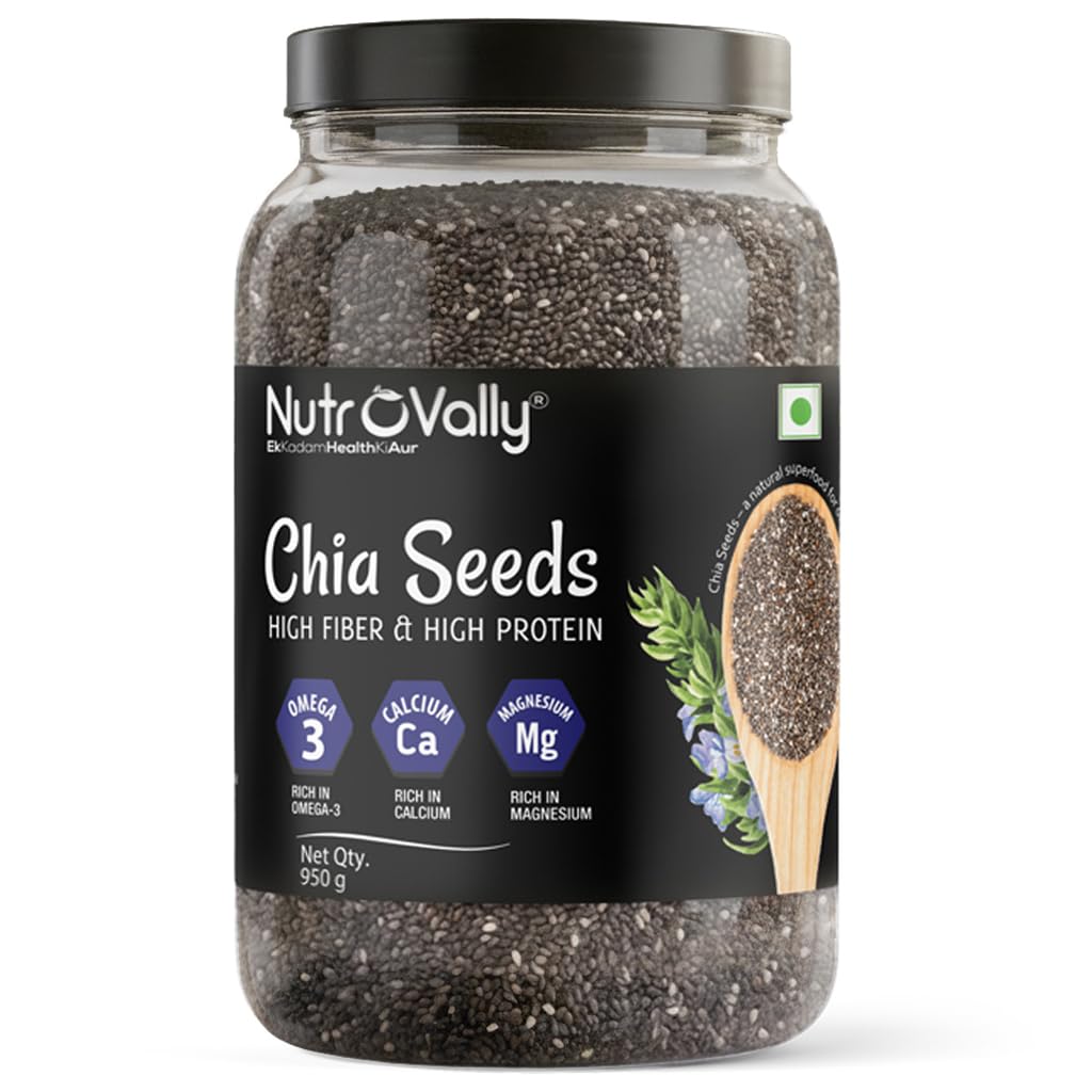 NutroVally Chia Seeds |Help for weight loss|Rich in Omega-3, Calcium, Protein, Fiber & Antioxidants| chia seeds| Healthy Snack for Immunity & Digestion |chia Seed for skin glow|Edable seeds