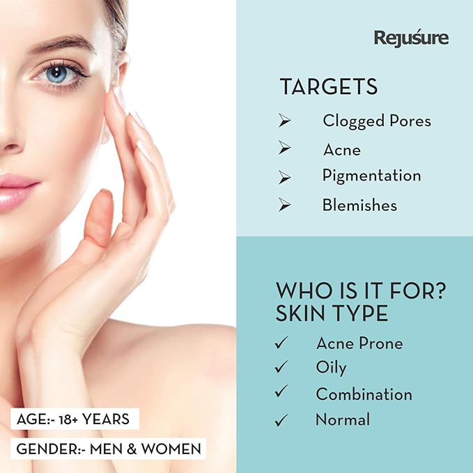 Rejusure Lactic Acid 10% + Hyaluronic Acid 1% Facial Exfoliator - Hydrating and Rejuvenating Serum - 30 Ml
