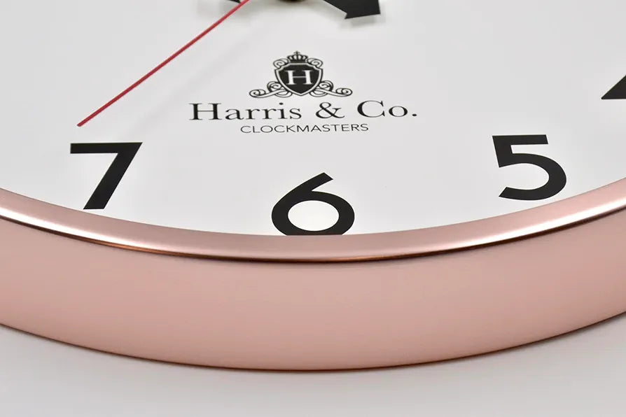 Harris & Co. Clockmasters Rosegold Metal Frame Silent Sweep Noiseless Technology Analog Wall Clock  Model - Coventry Street