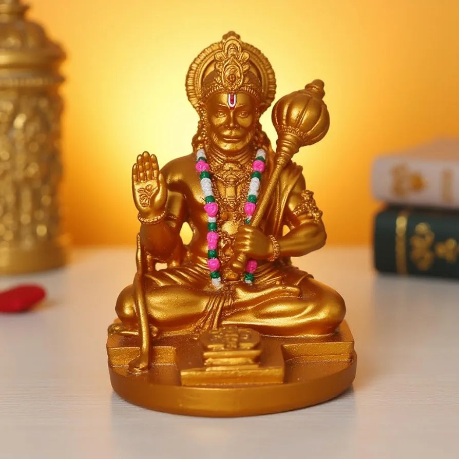Unovate Resin Hanuman Idol for Car Dashboard Gold