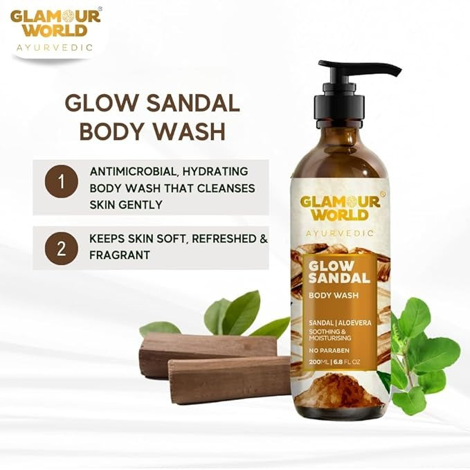 Glamour World Ayurvedic Glow Sandal Body Wash - 200 ml