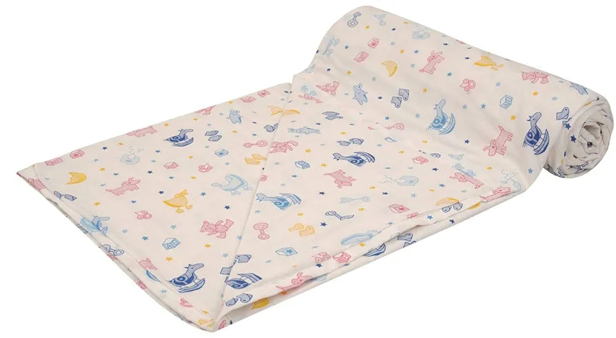 Trance Home Linen 150 GSM Pure Cotton Reversible Dohar Single Bed Size Ac Blanket Comforter Soft Light-Weight Bed Blanket Colour Ducks Multicolor