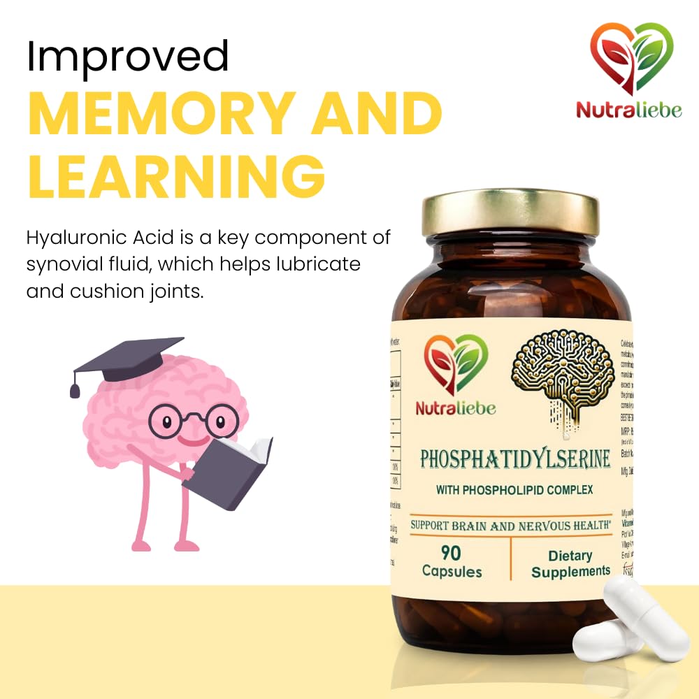 Nutraliebe Phosphatidylcholine & Phosphatidylserine Complex - Brain & Cognitive Support with Vitamin B12 & B6, 90 Capsules