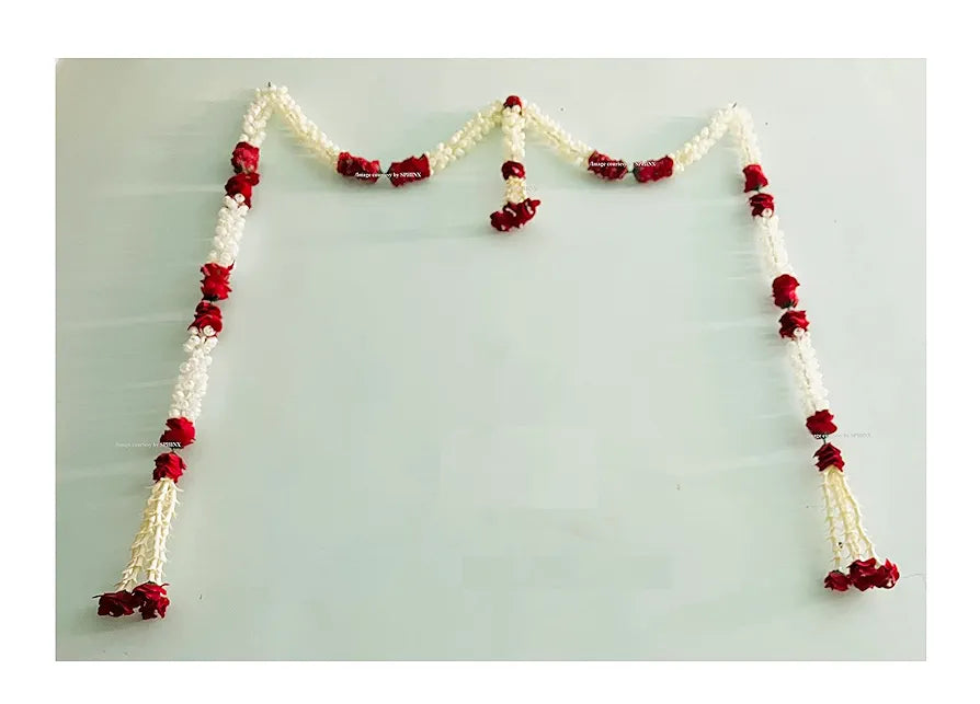 Artificial Jasmine and Roses Door Toran 8 Centimeters Sine line with clustered/tassle strings