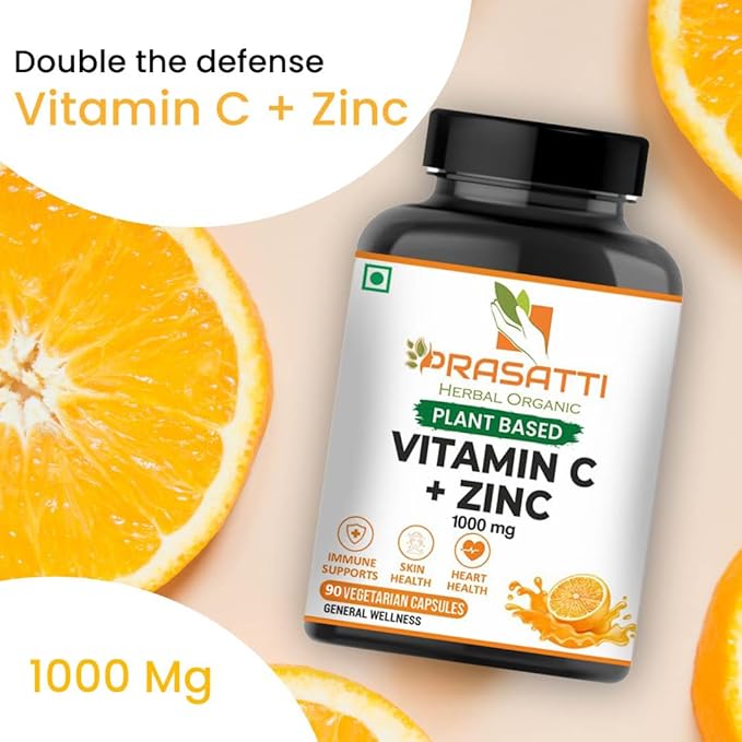 Prasatti Herbal Organic Vitamin C Amla Extract With Zinc - 120 Veg Caps