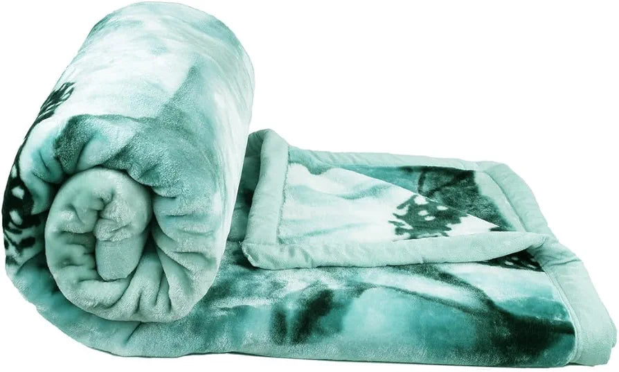 Homekart Super Soft Cloudy Printed Single Bed Blanket for Heavy Winter Single Ply Mink Blanket King Size TC 400 Grey & Blue