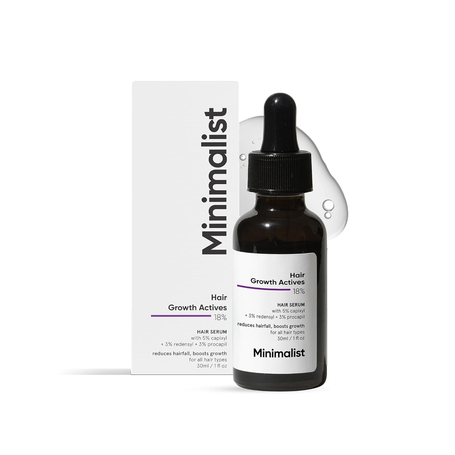 Minimalist Hair Growth Serum With 3% Redensyl, 3% Anagain, 3% Procapil, 5% Capixyl & 4% Baicapil 18% Hair Growth Actives | For Hair Fall Control | For Men & Women | 30 ml