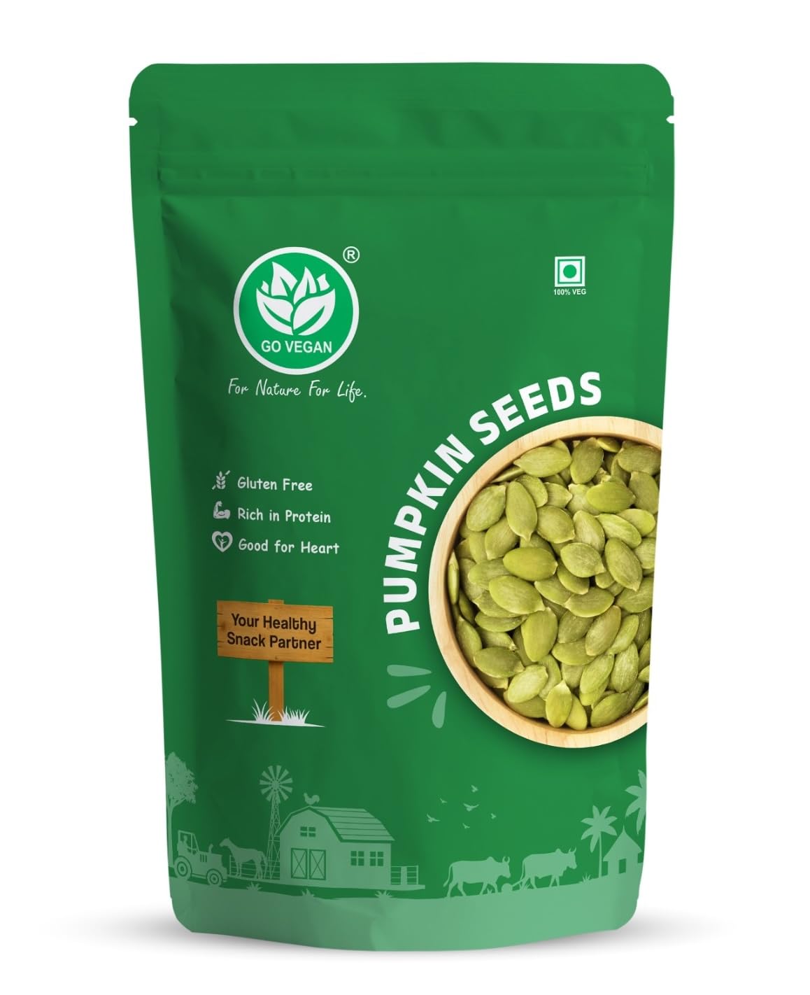 Go Vegan Seeds Combo – Chia, Flax, Sunflower & Pumpkin Seeds -250gm Each | High Fiber & Protein | Plant-Based, Vegan, Keto-Friendly | Resealable Packs – 4 x 250g