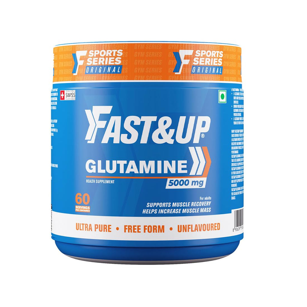 Fast&Up Glutamine (Unflavoured, 2 Month Supply) L-Glutamine For Muscle Building & Performance | Post Workout Recovery & Muscle Growth (300g powder)