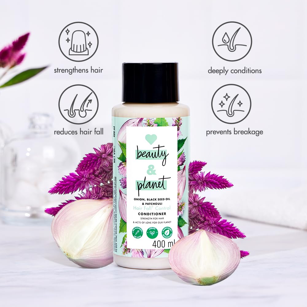Love Beauty & Planet Onion, Black Seed & Patchouli Hairfall Control Natural Conditioner|No Sulfates,No Paraben|200ml
