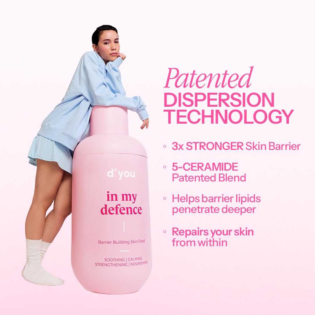 d'you In my Defence Lightweight Moisturiser for Intense Hydration with Ceramides for Men & Women | Non greasy cream for Dry, Oily & Combination Skin | Korean Skin Care Product | Cruelty Free | 50ml