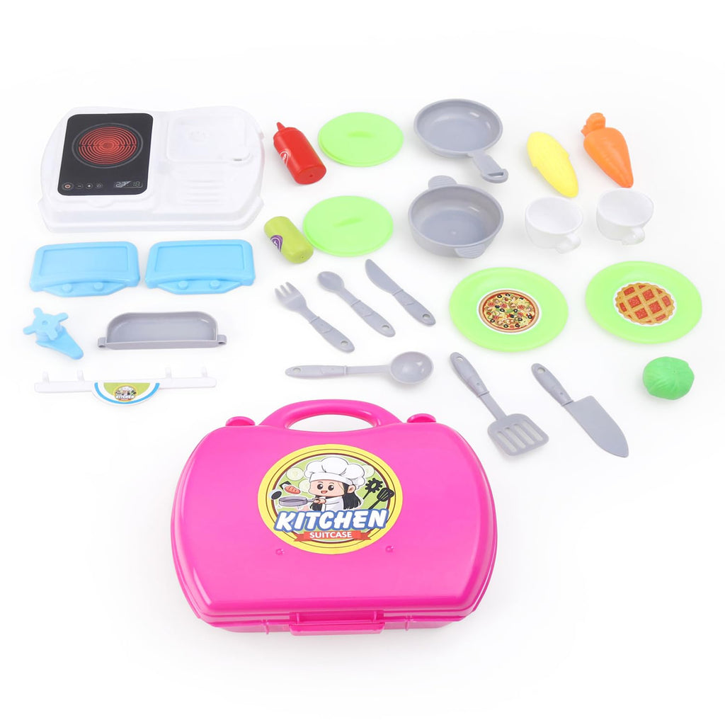 Play Nation 28 Pcs Chef Home Kitchen Suitcase Premium Playset for Boys & Girls