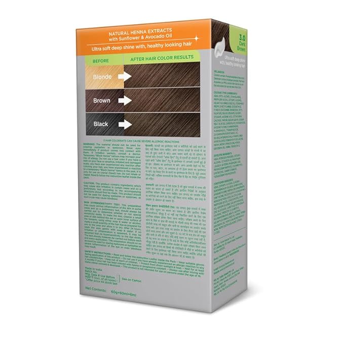 Nisha Creme Hair Color Dark Brown, Permanent Hair Colour for Women Men 3.0 Dark Brown Hair Colour - 120 Gms