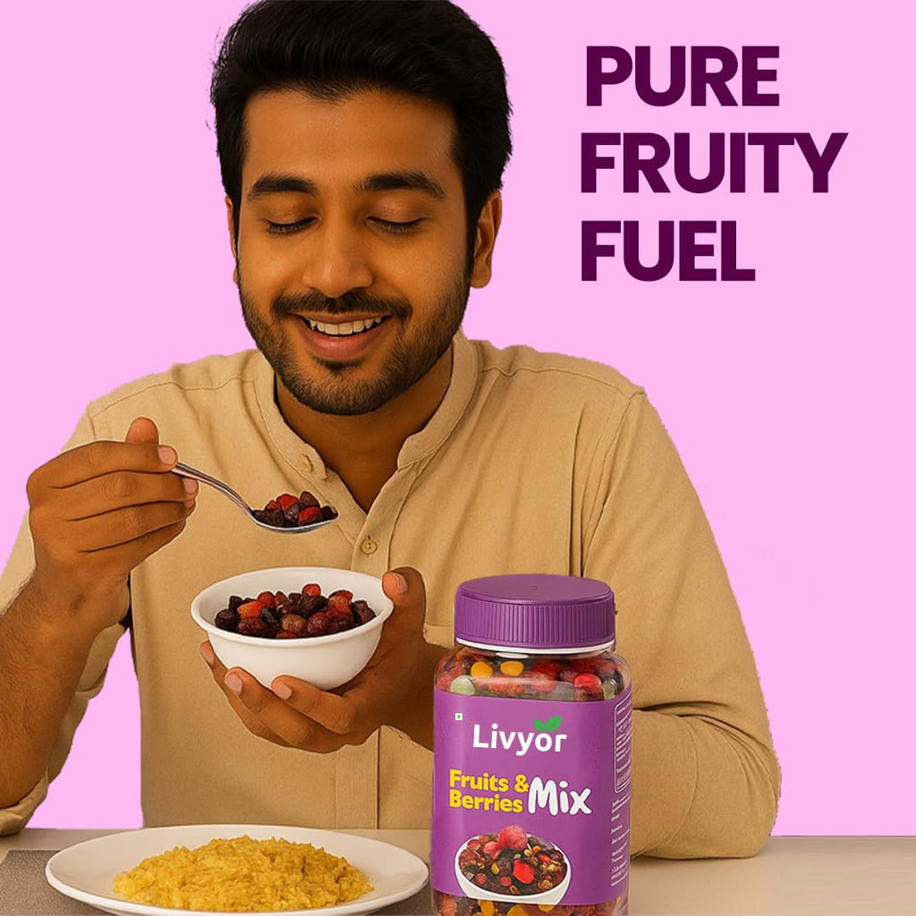 Livyor 7 in 1 Dried Fruits and Berry Mix for eating | Good Source of Fibre | Dried Cranberries | Pineapple | Pamelo | Papaya | Blueberries | Strawberries | Mango | Fruits & Berry Blast | Berries dry fruits | Berries fresh | Pack of 1