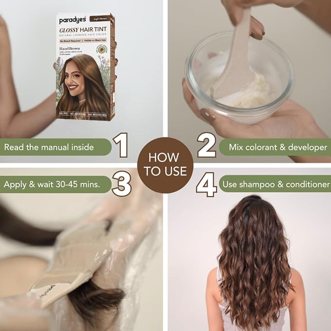 Paradyes No Bleach Hazel Brown Glossy Hair Tint | 5 Light Brown - 160 Gms