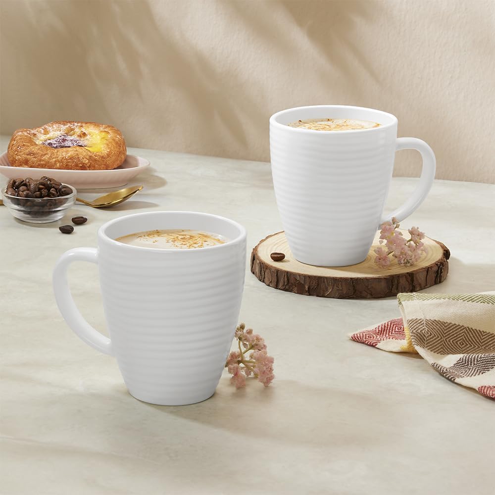 Larah by Borosil Waves Brown 390 Ml Mug | Set of 2