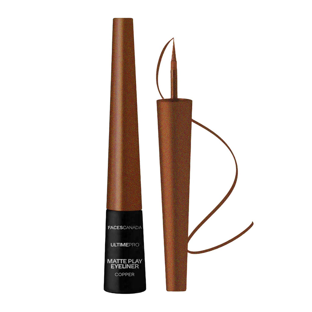 FACES CANADA Ultime Pro Matte Play Eyeliner - Copper, 2.5 ml | Quick Dry | Shimmer Finish | 24 Hr Long Lasting Formula | Precise Felt Tip | Highly Pigmented | Waterproof, Smudgeproof & Sweatproof