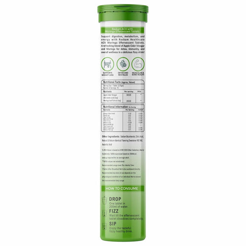 ACV Moringa 15 Effervescent Tablets 500mg Apple Cider Vinegar With No Added Sugar For Gut Health | Immunity Booster | Weight Loss | (Pack of 1, Refreshing Watermelon Flavour)