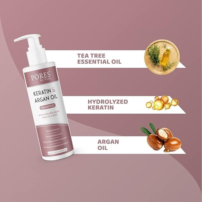 Pores Be Pure Keratin Shampoo for Hair Fall Control - 250 ml
