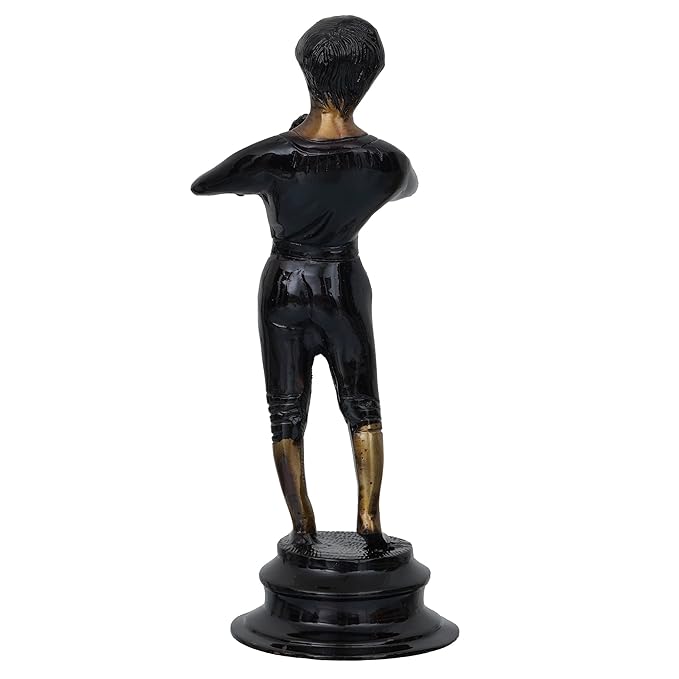 Ecraftindia Brown & Golden Man Playing Musical Instrument Antique Finish Handcrafted Decorative Brass Showpiece