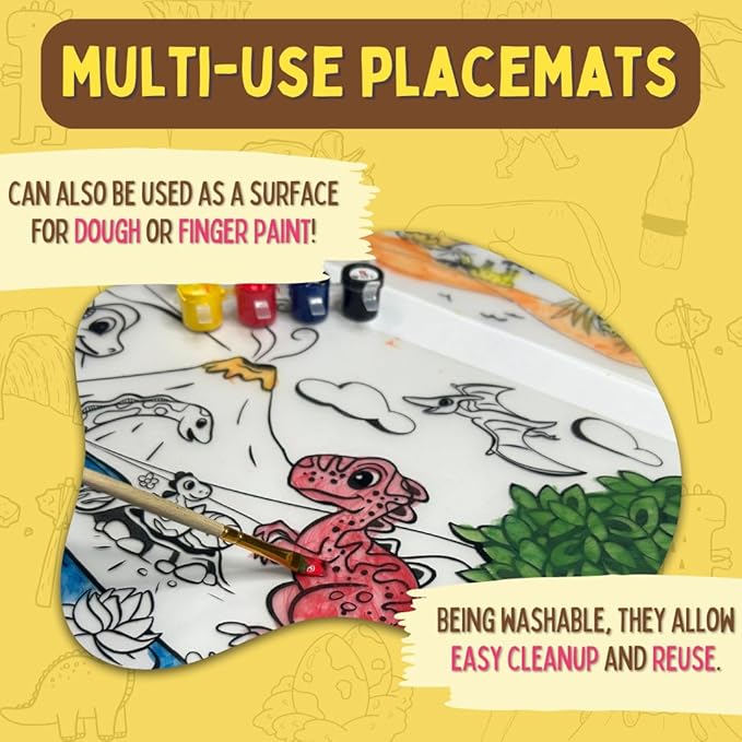 PepPlay Prehistoric Series Mat Doodle Sheets with 6 Smudge Free Washable & Quick Dry Marker Pens
