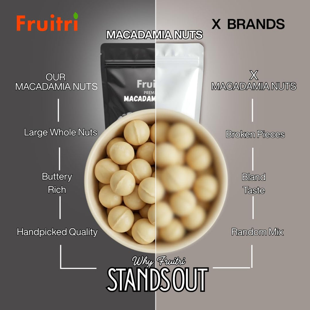 Fruitri Premium Macadamia Nuts � 100g, Natural, Rich & Buttery | Perfect for Snacking, Baking & Keto Diet | Healthy, Crunchy & Nutrient-Packed Dry Fruits
