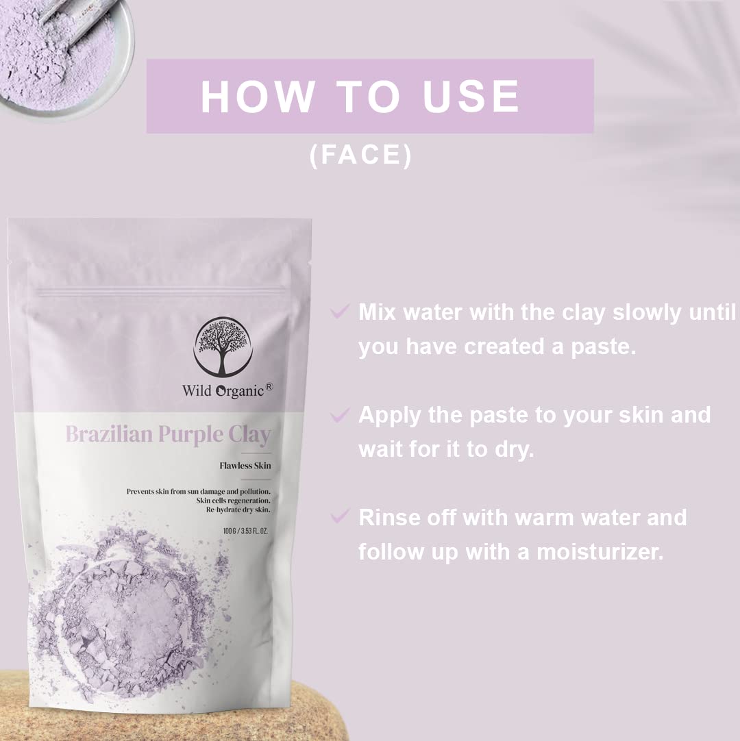 Wild Organic Brazilian Purple Clay Powder - 100 gms