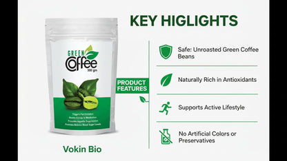 Vokin Biotech Organic Green Coffee Beans Unroasted Arabica Coffee Supports Weight Loss Management