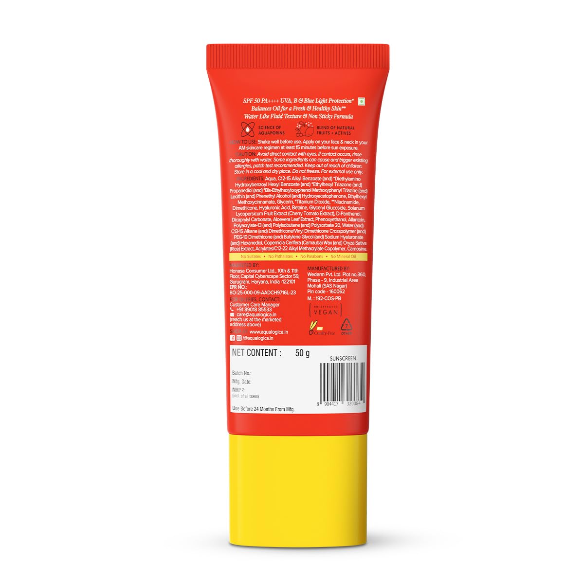 Aqualogica Detan+ Oil Balance Fluid Sunscreen for Oily Skin - 50 g | Water-like Fluid Texture | SPF 50+ PA++++ UVA & UVB Protection | Reduces Tan | Oil Free | Balances Excess oil | Non Greasy | No White Cast | For Men & Women