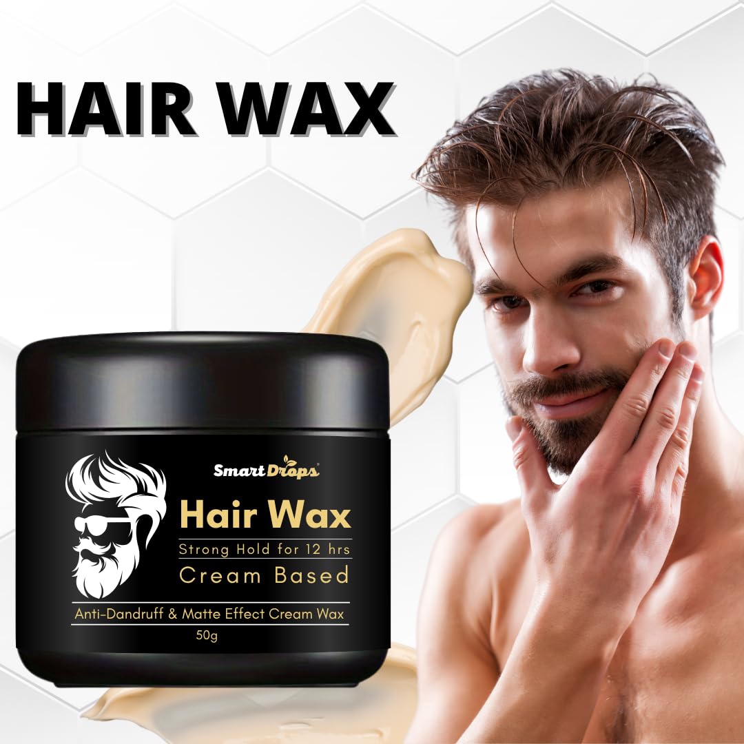 Smartdrops Hair Cream Wax | Hair Wax Men | Styling Wax | Glossy Finish | Shine | Strong Hold | For Men - 50gm | Cream Based Wax