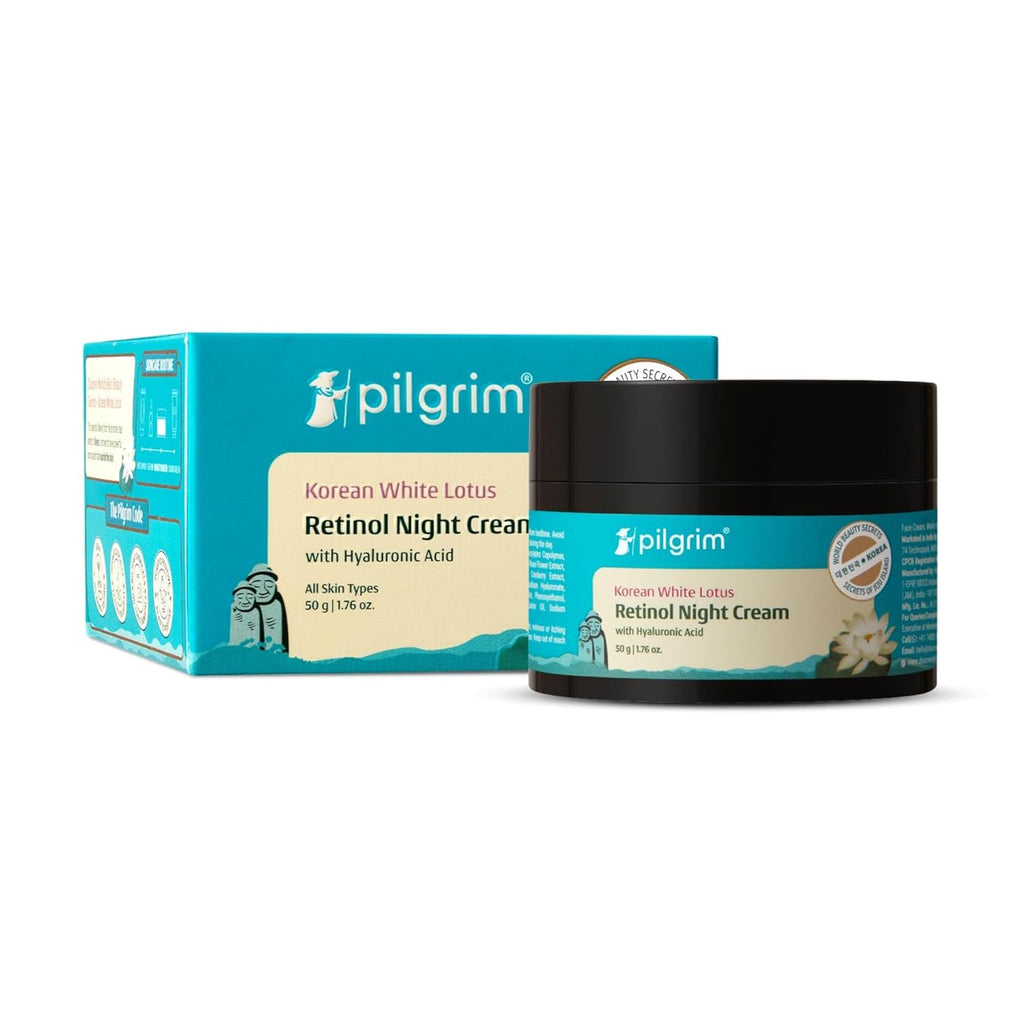 Pilgrim Korean Retinol Anti Aging Night Cream with Hyaluronic Acid & Vitamin C |Discover young, wrinkle-free & radiant skin| Anti aging cream for oily & dry skin| For Men & Women|Korean Skin Care|50gm