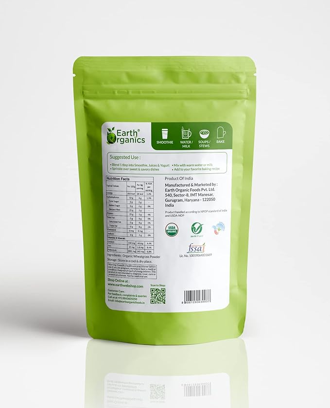 Earth Organics Organic Wheatgrass Powder - 170 gms