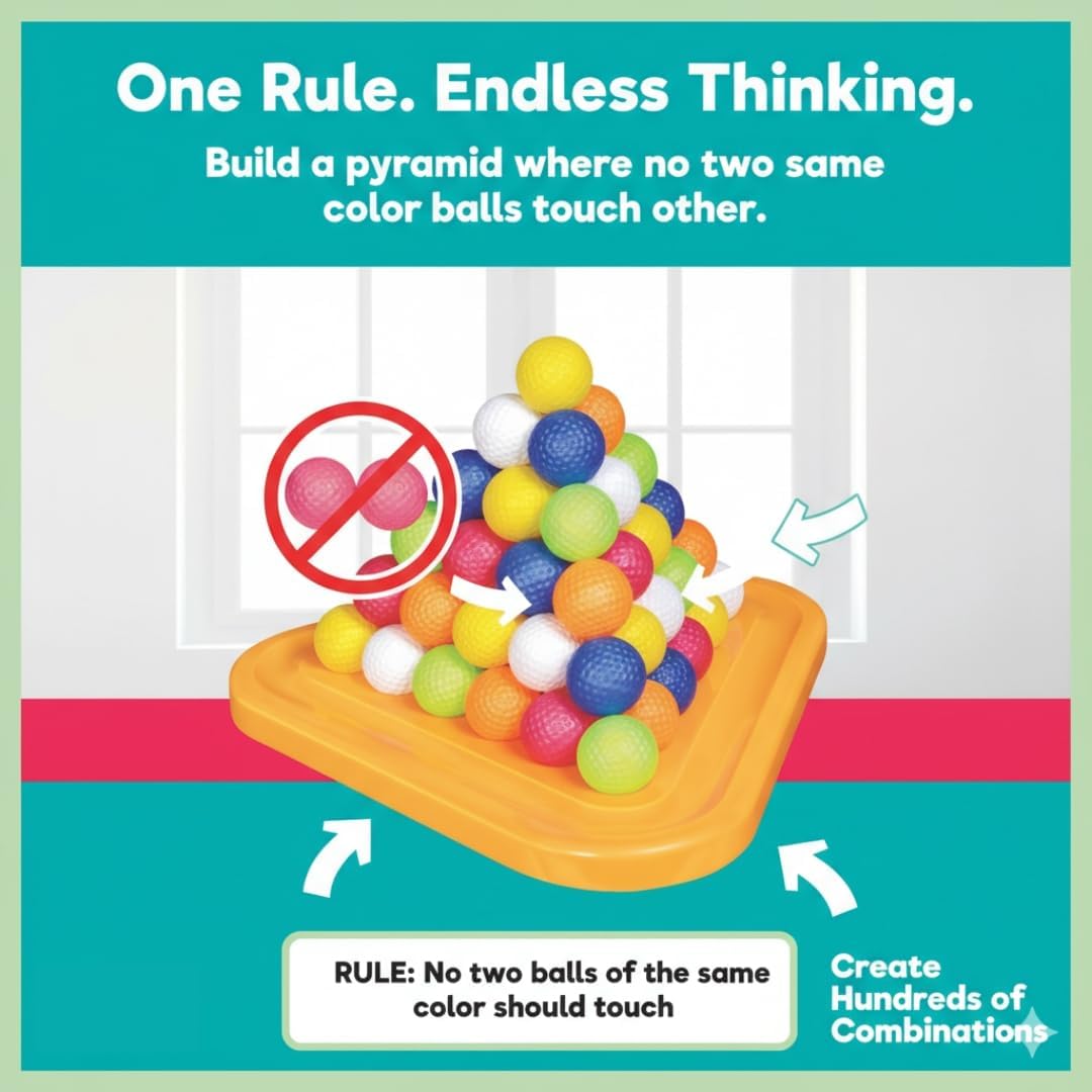Toymate Pyramid Ball Puzzle for Kids Colourful Stacking & Balancing Game