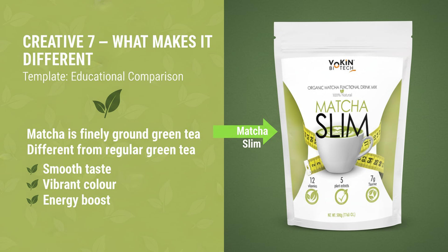 Vokin Biotech Matcha Green Tea Powder Supports Weight Loss Management | Rich In Antioxidants