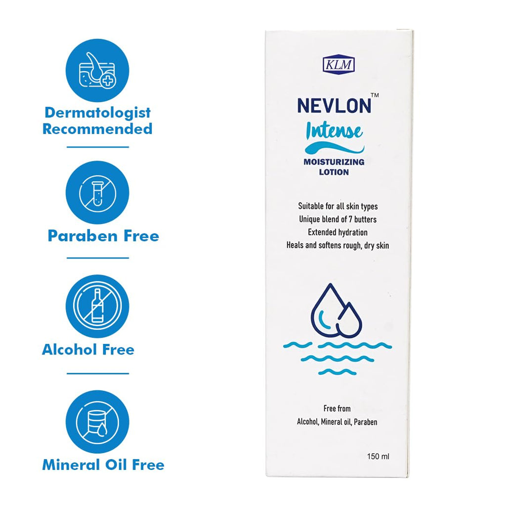 KLM Nevlon Intense Moisturizing Lotion, 150ml | Unique Blend of 7 Butters, Extended Hydration | Suitable for All Skin Types