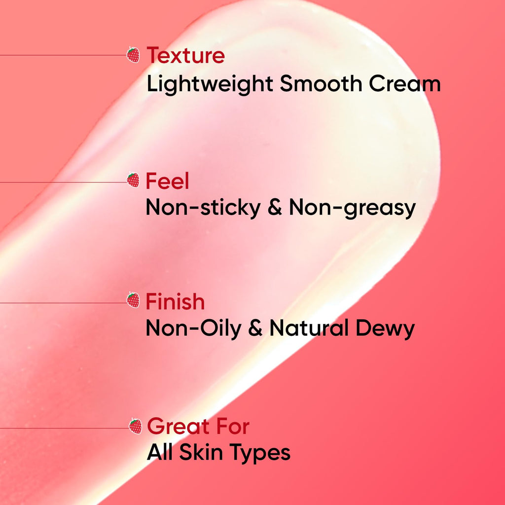 Dot & Key Strawberry Dew Do-It-All Moisturizer | Intense Moisturization | Lightweight & Non Sticky | Boosts Radiance | Daily Makeup Remover | Corrects Dark Spots | 80g
