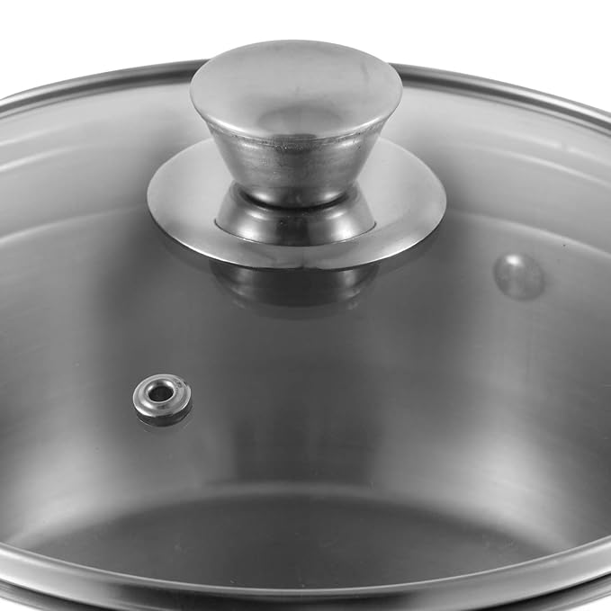 Vinod Two Tone Stainless Steel Sauce Pot/Saucepan with Glass Lid - 2.3 Litre, 18cm | 6.2mm Thick