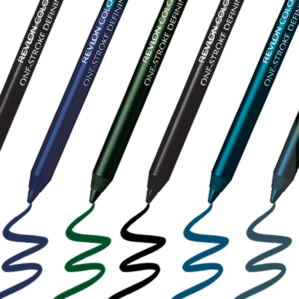 REVLON Colorstay one stroke defining eyeliner kajal, Sharpenable Pencil, Rich Glossy, Longwear and Waterproof, One Stroke to intense defined Eyes, Blackest Black